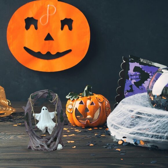 Large 6.3"Resin Enchanted Ghost Swinging on a Tree Figurine Gothic Home Decor - Picture 6 of 8